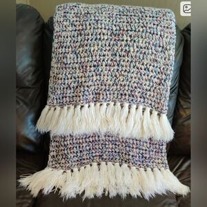 Handmade Gift Ideas 🎁 Christmas or Housewarming, Crochet Afghan 92"x46" NEW